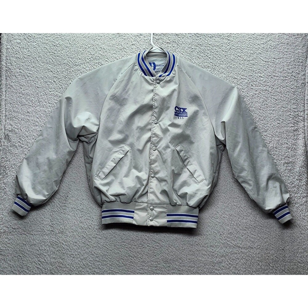 Vintage Dunbrooke CSX Transportation Bomber Jacket Men's Large Gray Made in USA